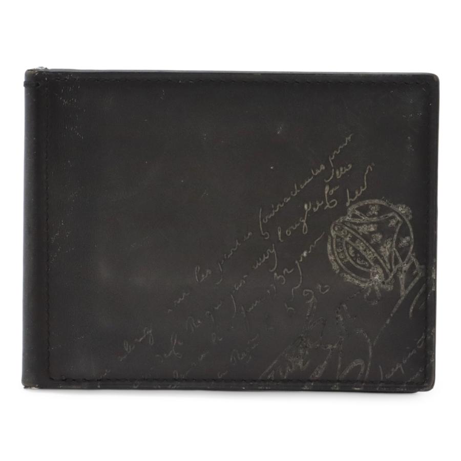 Berluti ベルルッティ フィギュア コンパクトウォレット 2つ折札入れ 二つ折り財布 マネークリップ ビルクリップ スクリットレザー ブラック 黒 | Berluti