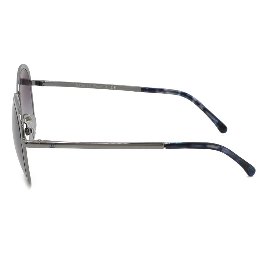 CHANEL シャネル サングラス アイウェア ボストンシェイプ スモークグラデーション ネイビー系マーブル シルバー金具 4206 | CHANEL | 01