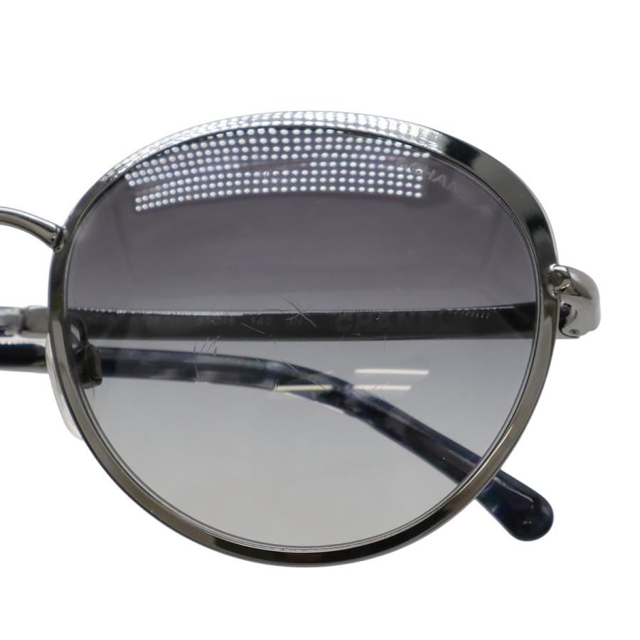 CHANEL シャネル サングラス アイウェア ボストンシェイプ スモークグラデーション ネイビー系マーブル シルバー金具 4206 | CHANEL | 03