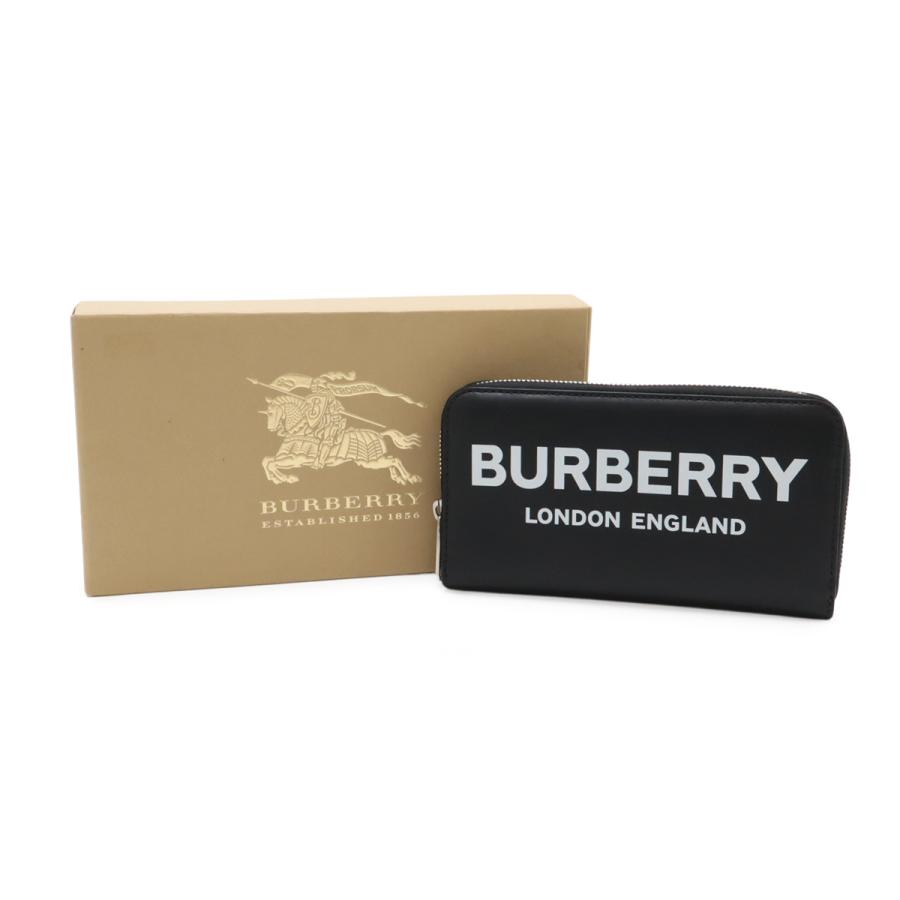 BURBERRY バーバリー ロゴプリント ラウンドファスナー 長財布 レザー ブラック 黒 シルバー金具 8009211 | BURBERRY | 05