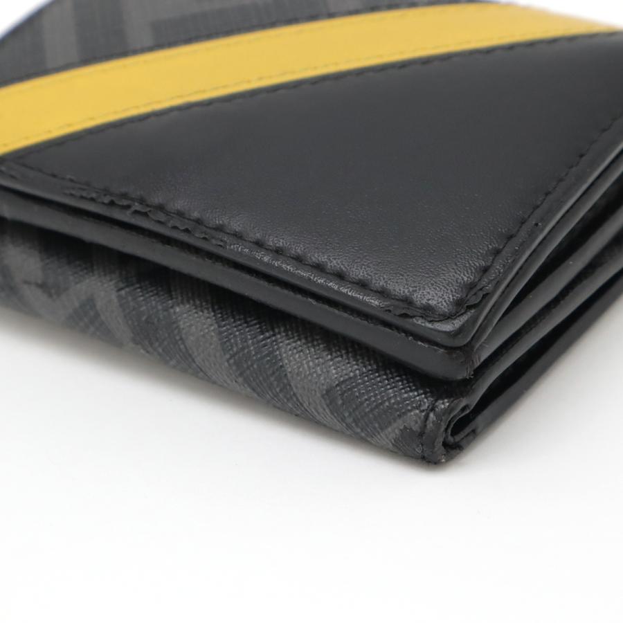 FENDI フェンディ ダイアゴナル ズッカ柄 コンパクトウォレット 3つ折財布 三つ折り長財布 PVC レザー ブラック 黒 イエロー 黄色 グレー 7M0280 | FENDI | 02