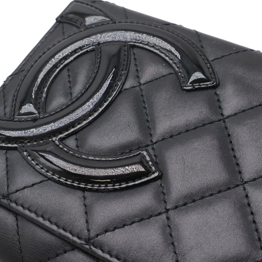 CHANEL シャネル カンボンライン ココマーク Wホック長財布 ダブルホック 2つ折長財布 二つ折り レザー エナメル ブラック 黒 ピンク | CHANEL | 03