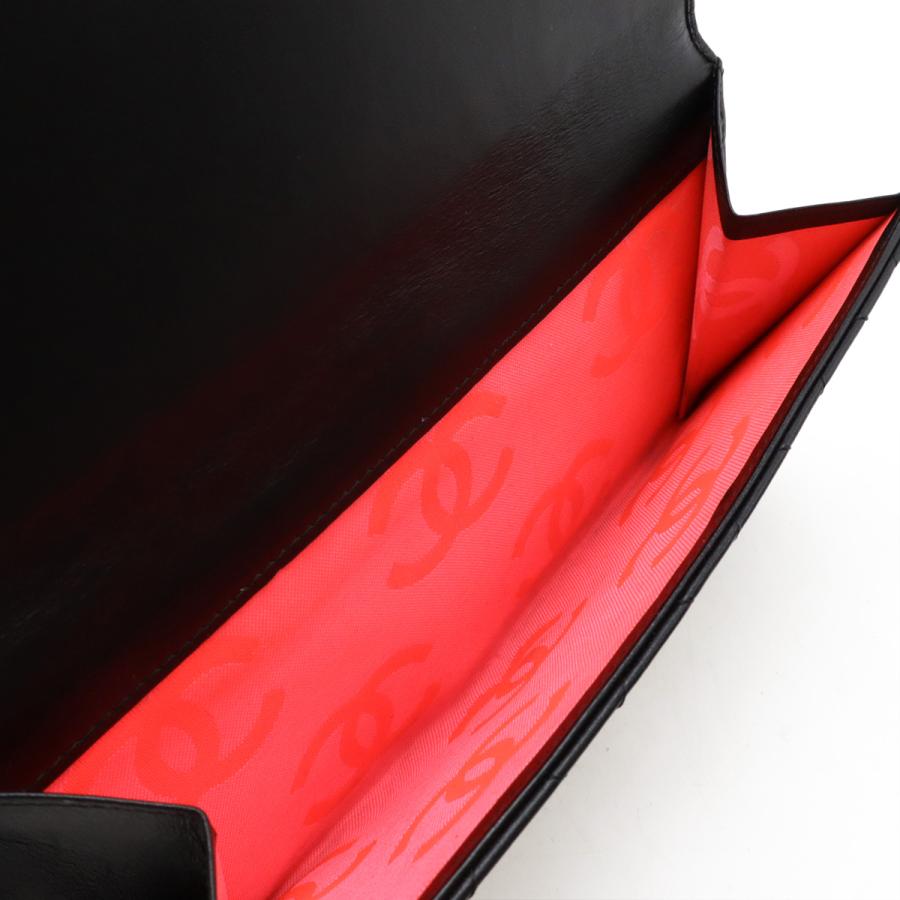 CHANEL シャネル カンボンライン ココマーク Wホック長財布 ダブルホック 2つ折長財布 二つ折り レザー エナメル ブラック 黒 ピンク | CHANEL | 05