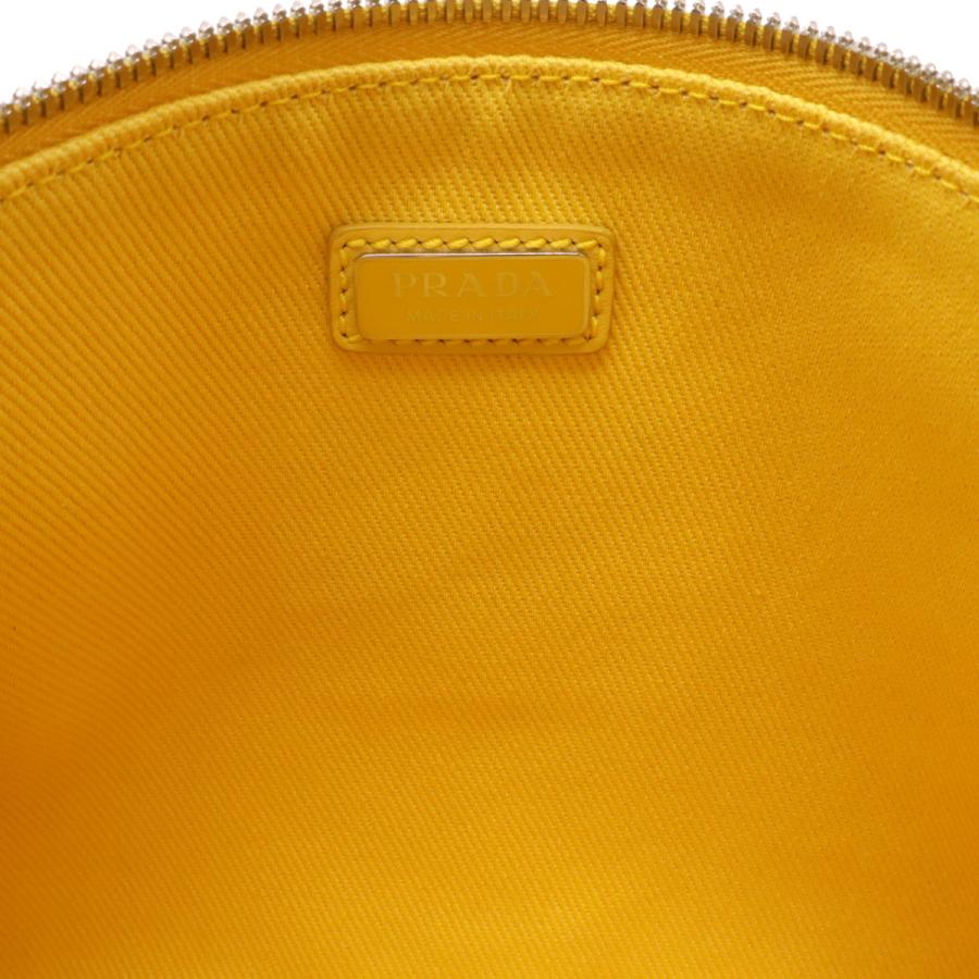 PRADA プラダ エンボスロゴ クラッチバッグ セカンドバッグ ポーチ 小物入れ キャンバス レザー イエロー 黄色 シルバー金具 | PRADA | 07