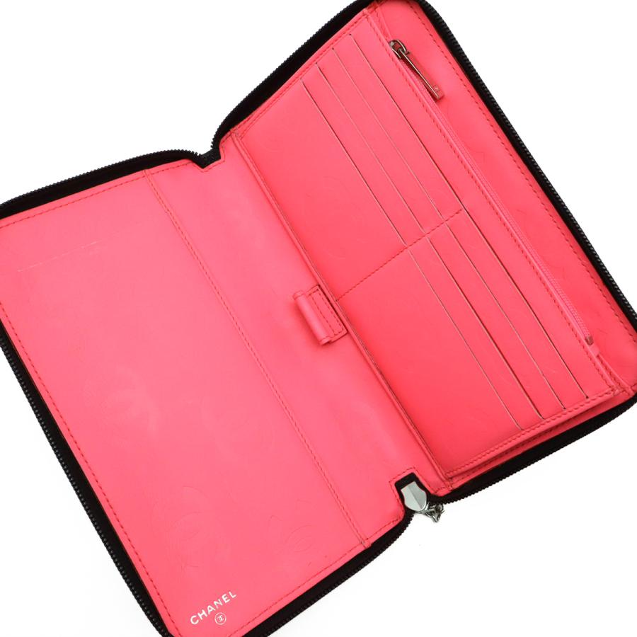 CHANEL シャネル カンボンライン ココマーク ラウンドファスナー 長財布 オーガナイザー レザー ブラック 黒 ホワイト 白 ピンク A48660 | CHANEL | 04