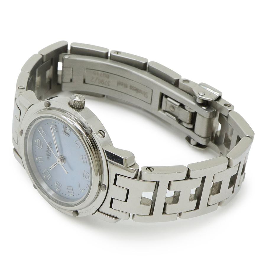 HERMES エルメス クリッパー ナクレ デイト ブルーシェル文字盤 SS レディース QZ クォーツ 腕時計 CL4.210 | HERMES | 01