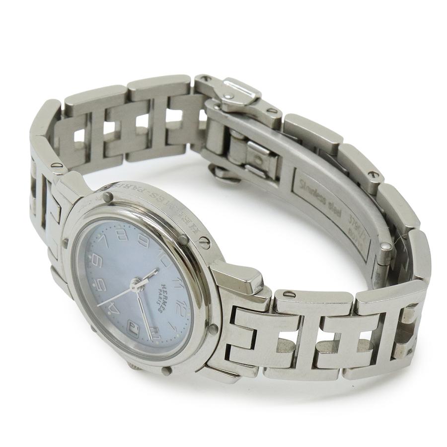 HERMES エルメス クリッパー ナクレ デイト ブルーシェル文字盤 SS レディース QZ クォーツ 腕時計 CL4.210 | HERMES | 02