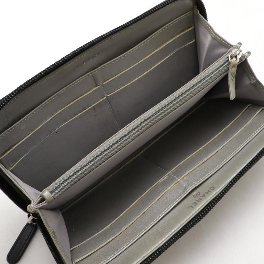 CHANEL シャネル カメリア エンボス ココマーク ジップウォレット ラウンドファスナー 長財布 ラムスキン レザー ブラック 黒 シルバー金具 A50085 | CHANEL | 05