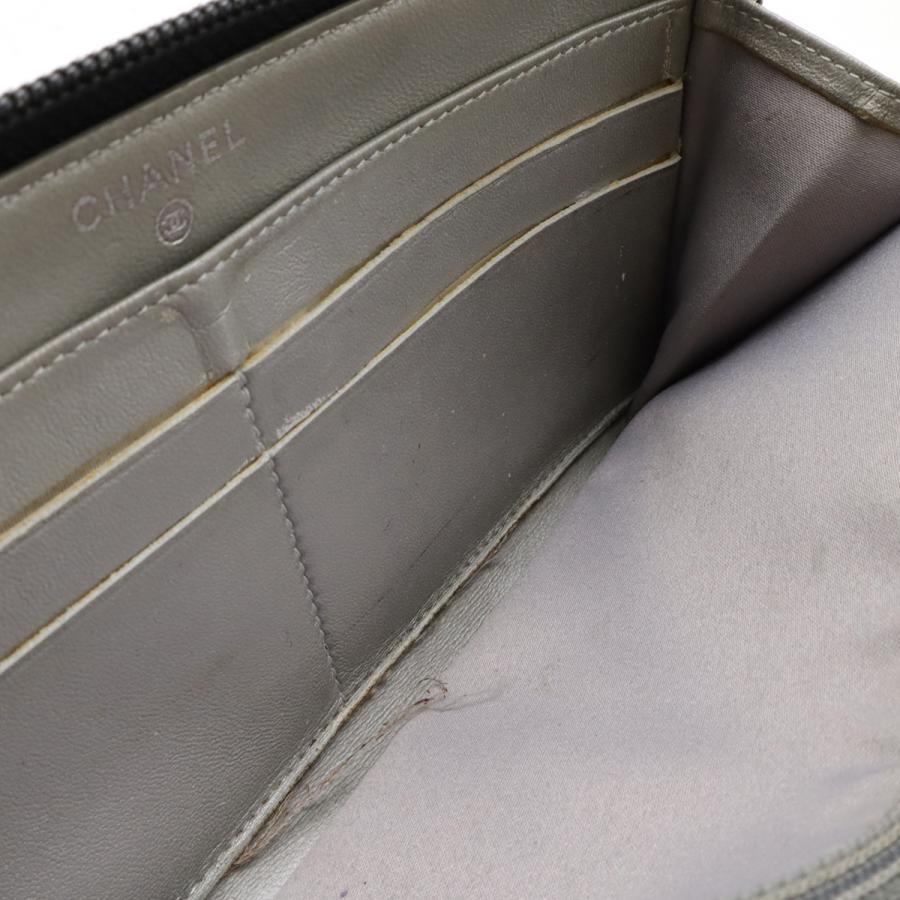 CHANEL シャネル カメリア エンボス ココマーク ジップウォレット ラウンドファスナー 長財布 ラムスキン レザー ブラック 黒 シルバー金具 A50085 | CHANEL | 07