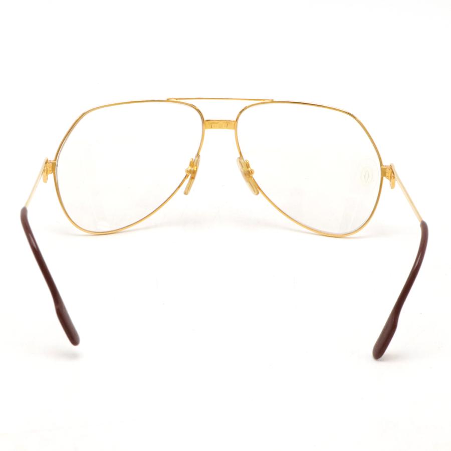 Cartier カルティエ サントス 眼鏡 めがね 伊達メガネ メガネフレーム ツーブリッジ ティアドロップ ライトブラウン系 ゴールド金具 | Cartier | 02