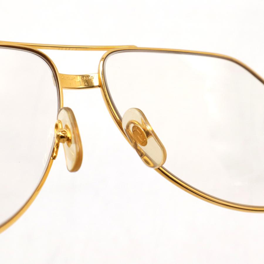Cartier カルティエ サントス 眼鏡 めがね 伊達メガネ メガネフレーム ツーブリッジ ティアドロップ ライトブラウン系 ゴールド金具 | Cartier | 03