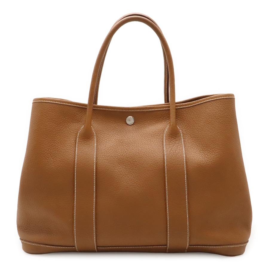HERMES エルメス ガーデンパーティPM トートバッグ ハンドバッグ ネゴンダ レザー ゴールド キャメル シルバー金具 □L刻印 | HERMES