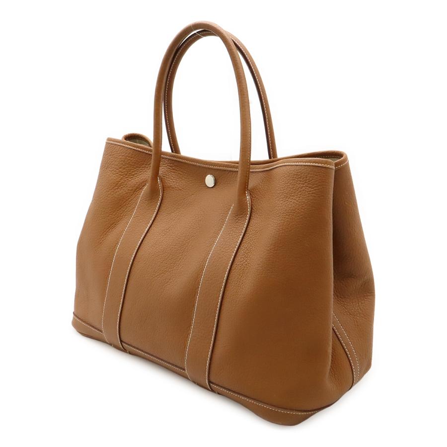 HERMES エルメス ガーデンパーティPM トートバッグ ハンドバッグ ネゴンダ レザー ゴールド キャメル シルバー金具 □L刻印 | HERMES | 01