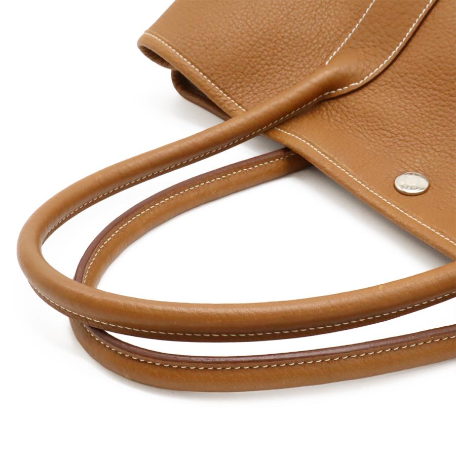 HERMES エルメス ガーデンパーティPM トートバッグ ハンドバッグ ネゴンダ レザー ゴールド キャメル シルバー金具 □L刻印 | HERMES | 03