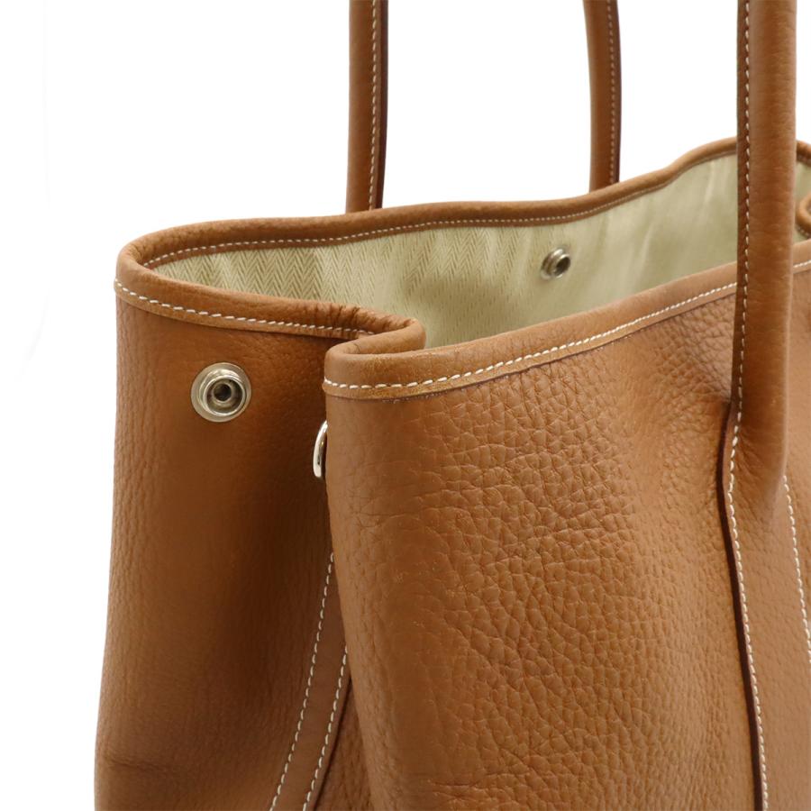 HERMES エルメス ガーデンパーティPM トートバッグ ハンドバッグ ネゴンダ レザー ゴールド キャメル シルバー金具 □L刻印 | HERMES | 04