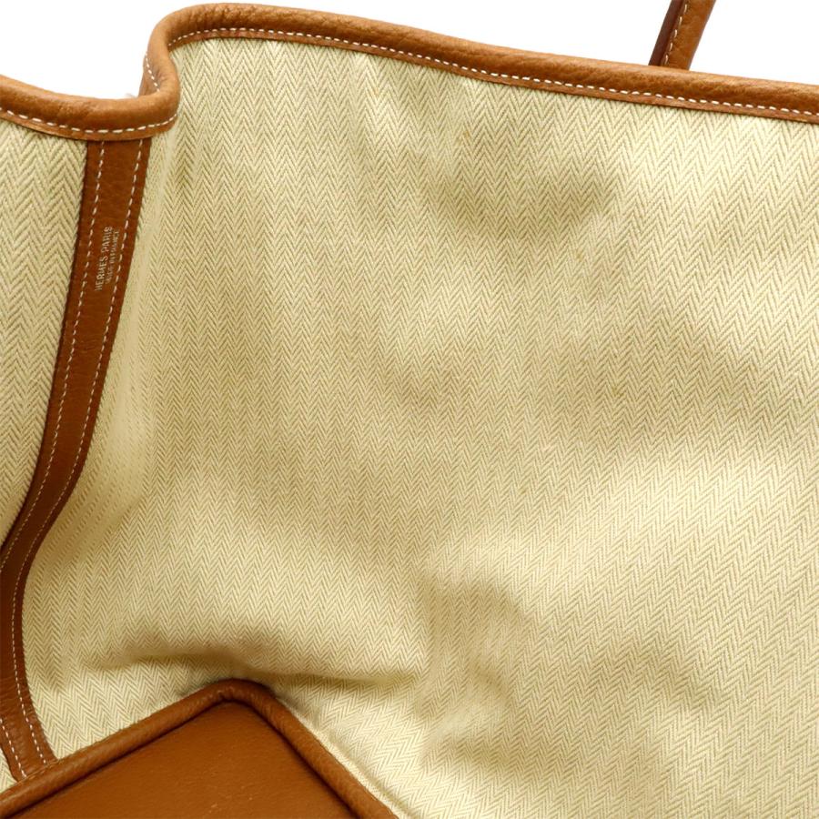 HERMES エルメス ガーデンパーティPM トートバッグ ハンドバッグ ネゴンダ レザー ゴールド キャメル シルバー金具 □L刻印 | HERMES | 08