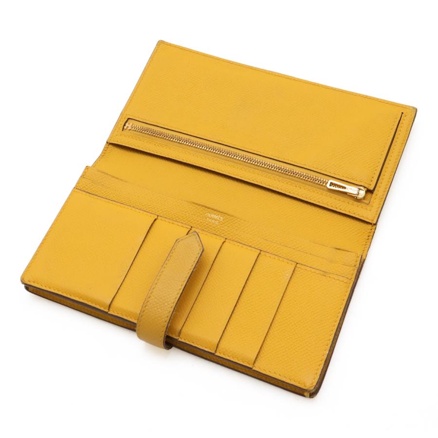 HERMES エルメス ベアンスフレ 2つ折長財布 二つ折り長財布 ヴォーエプソン レザー ジョーヌアンブル 黄色 イエロー ゴールド金具 D刻印 | HERMES | 04