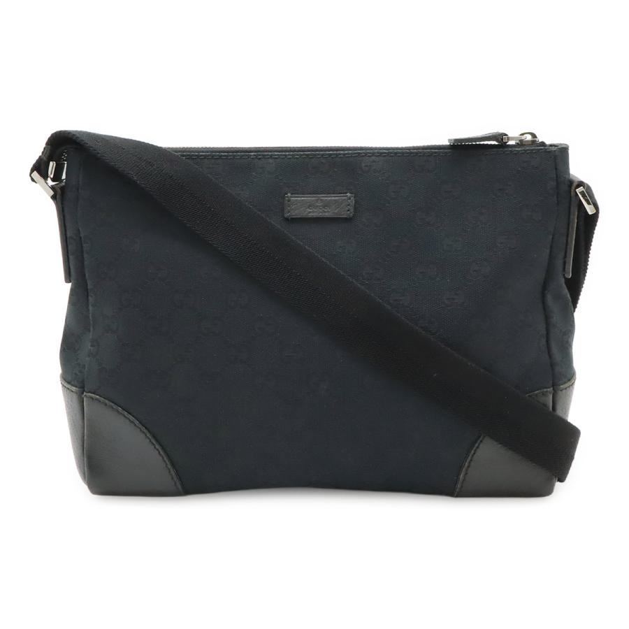 GUCCI グッチ GGキャンバス ショルダーバッグ メッセンジャーバッグ 斜め掛け レザー ブラック 黒 114273 | GUCCI