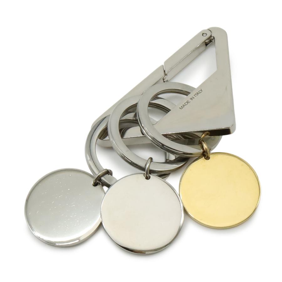 PRADA プラダ トライアングルロゴ キーホルダー キーリング バッグチャーム メタル ホワイト 白 シルバー金具 1PS058 | PRADA | 01