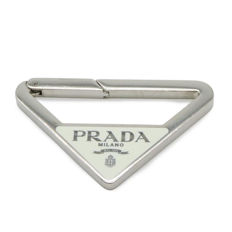 PRADA プラダ トライアングルロゴ キーホルダー キーリング バッグチャーム メタル ホワイト 白 シルバー金具 1PS058 | PRADA | 02