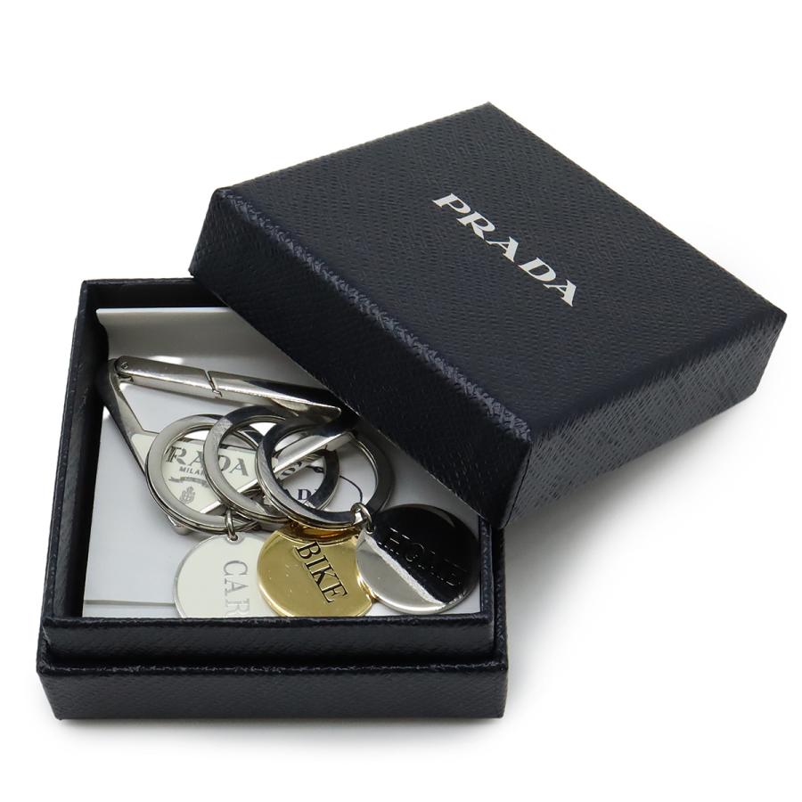 PRADA プラダ トライアングルロゴ キーホルダー キーリング バッグチャーム メタル ホワイト 白 シルバー金具 1PS058 | PRADA | 05