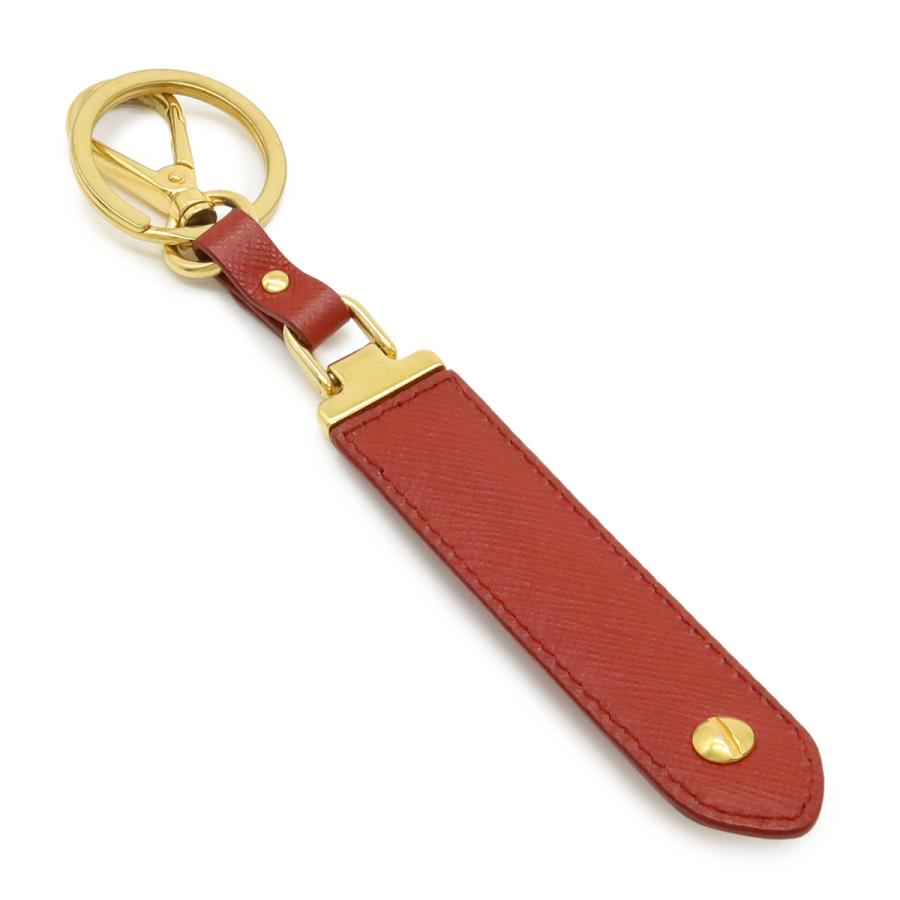 PRADA プラダ キーホルダー チャーム キーリング サフィアーノ レザー メタル レッド 赤 ゴールド金具 1PP066 | PRADA | 01