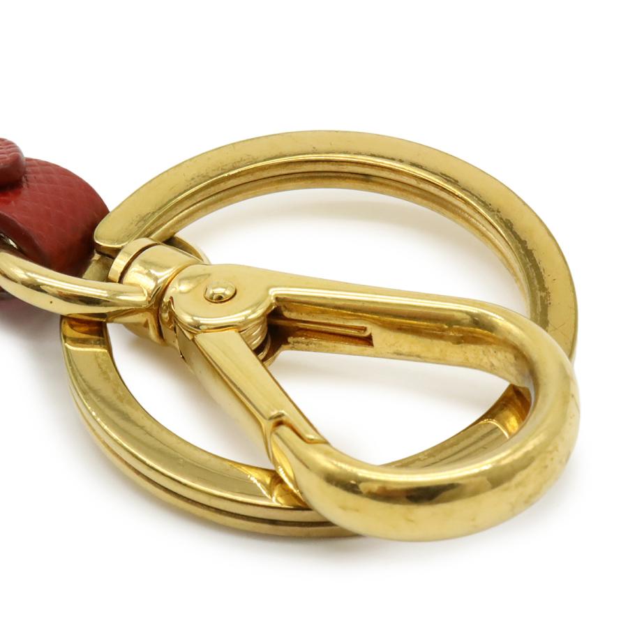 PRADA プラダ キーホルダー チャーム キーリング サフィアーノ レザー メタル レッド 赤 ゴールド金具 1PP066 | PRADA | 02