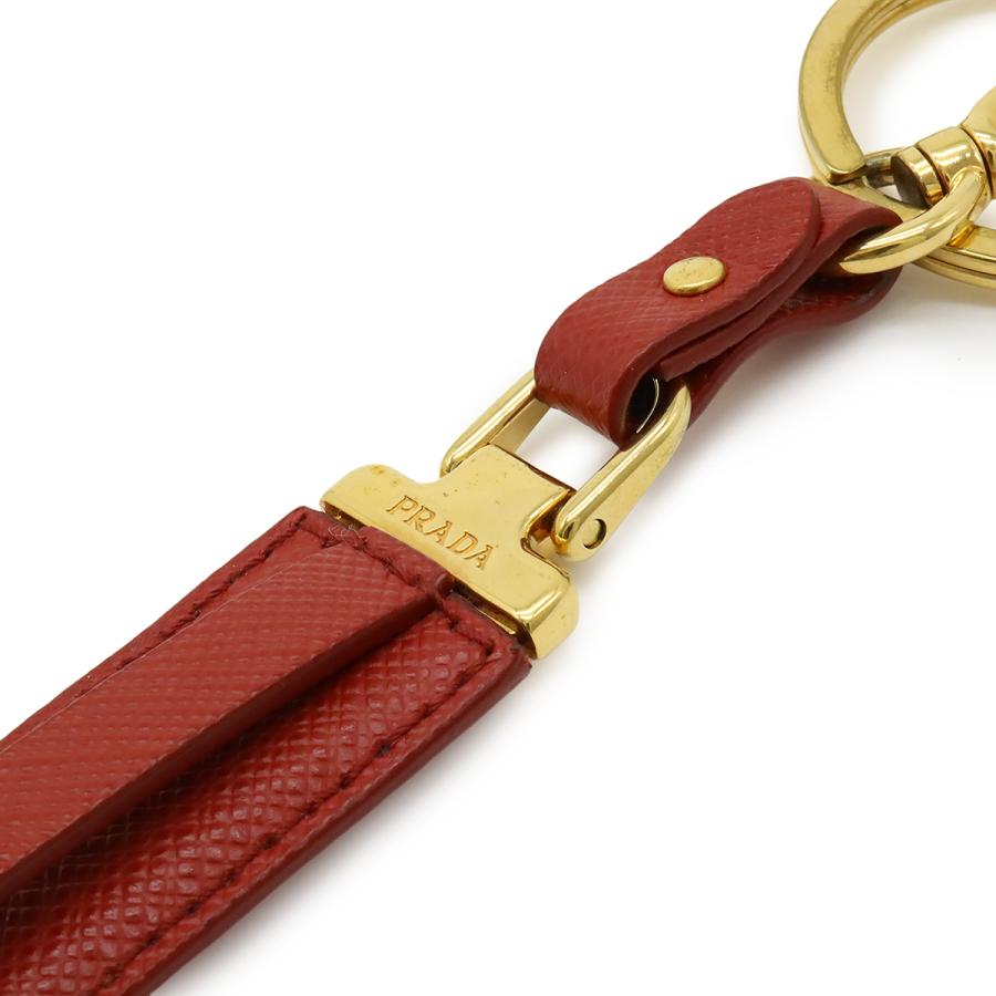 PRADA プラダ キーホルダー チャーム キーリング サフィアーノ レザー メタル レッド 赤 ゴールド金具 1PP066 | PRADA | 03