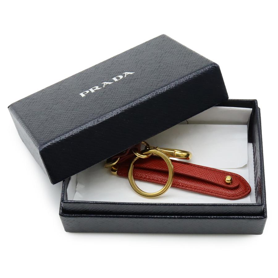 PRADA プラダ キーホルダー チャーム キーリング サフィアーノ レザー メタル レッド 赤 ゴールド金具 1PP066 | PRADA | 05