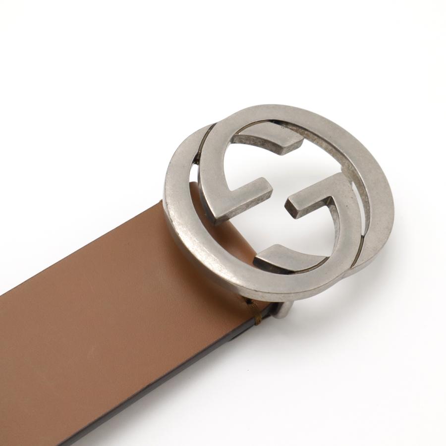 GUCCI グッチ インターロッキングG Gバックル プレーンベルト レザー ブラウン 茶 シルバー金具 #85 アウトレット品 546389 | GUCCI | 02