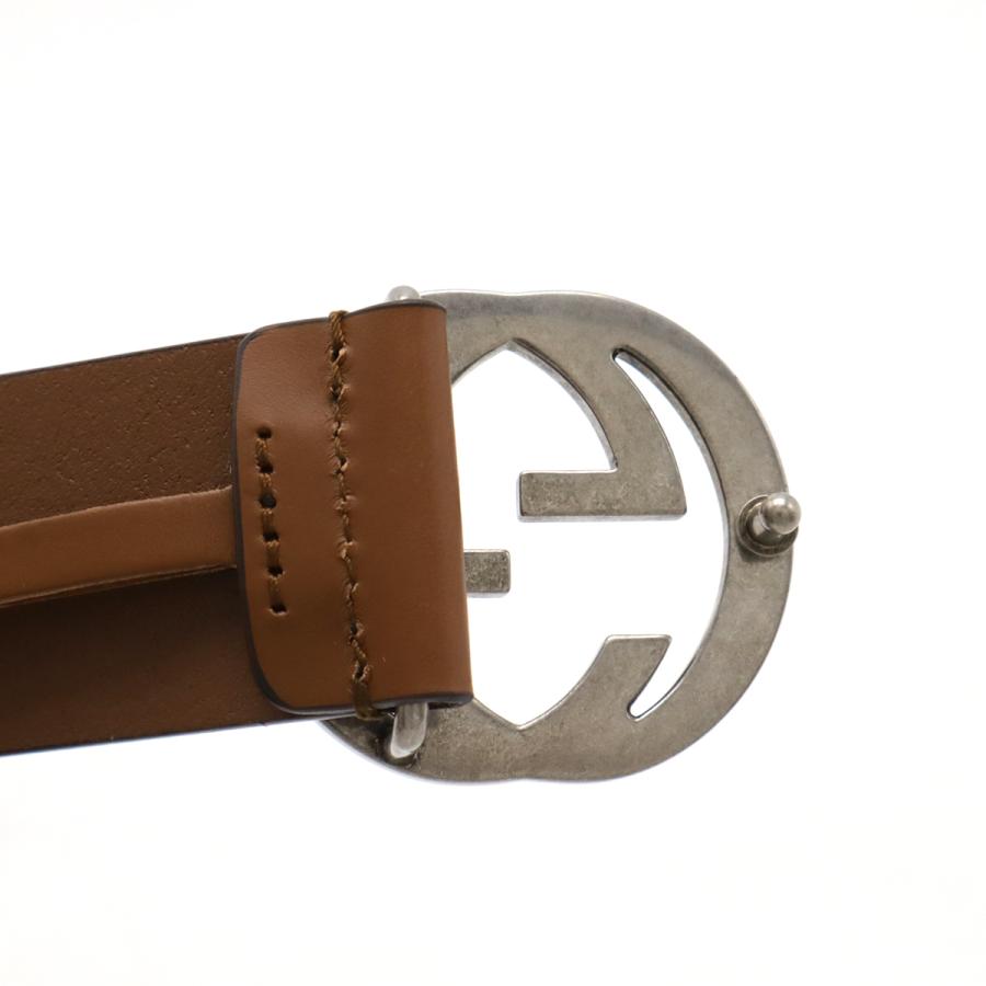 GUCCI グッチ インターロッキングG Gバックル プレーンベルト レザー ブラウン 茶 シルバー金具 #85 アウトレット品 546389 | GUCCI | 03