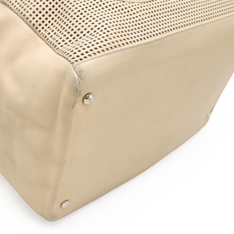 CHANEL シャネル ココマーク ハンドバッグ ミニボストン パンチング メッシュ レザー ベージュ シルバー金具 | CHANEL | 02