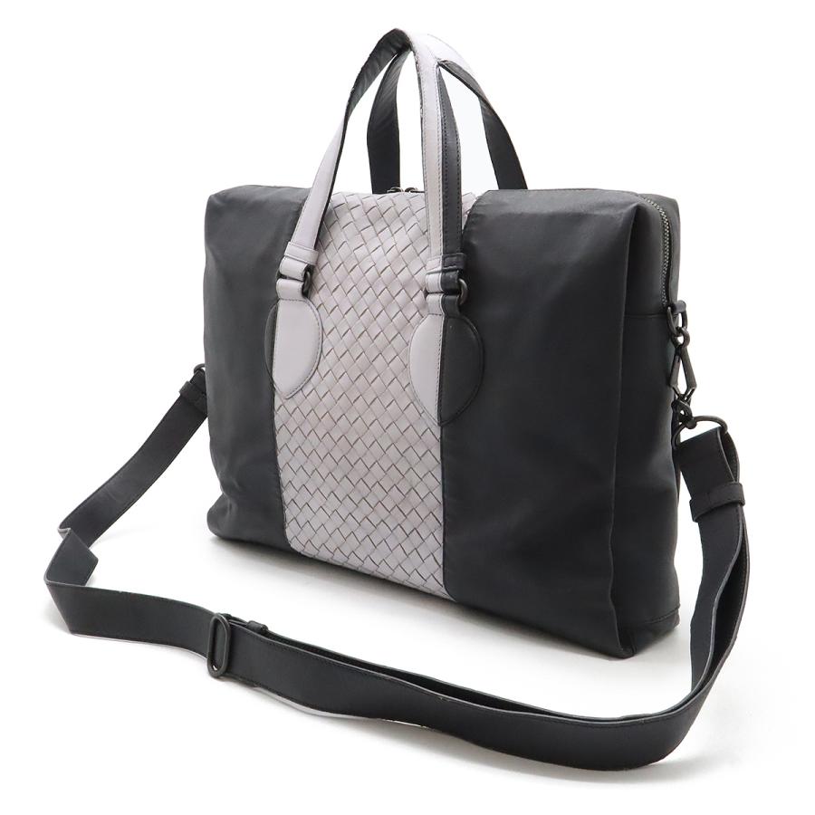 BOTTEGA VENETA ボッテガ ヴェネタ ボッテガベネタ イントレチャート ブリーフケース 2WAY ショルダーバッグ レザー ブラック グレー | BOTTEGA VENETA | 01