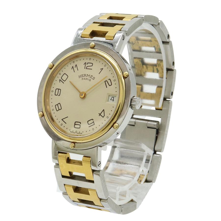 HERMES エルメス クリッパー アイボリー文字盤 SS GP コンビ メンズ QZ クォーツ 腕時計 | HERMES | 01