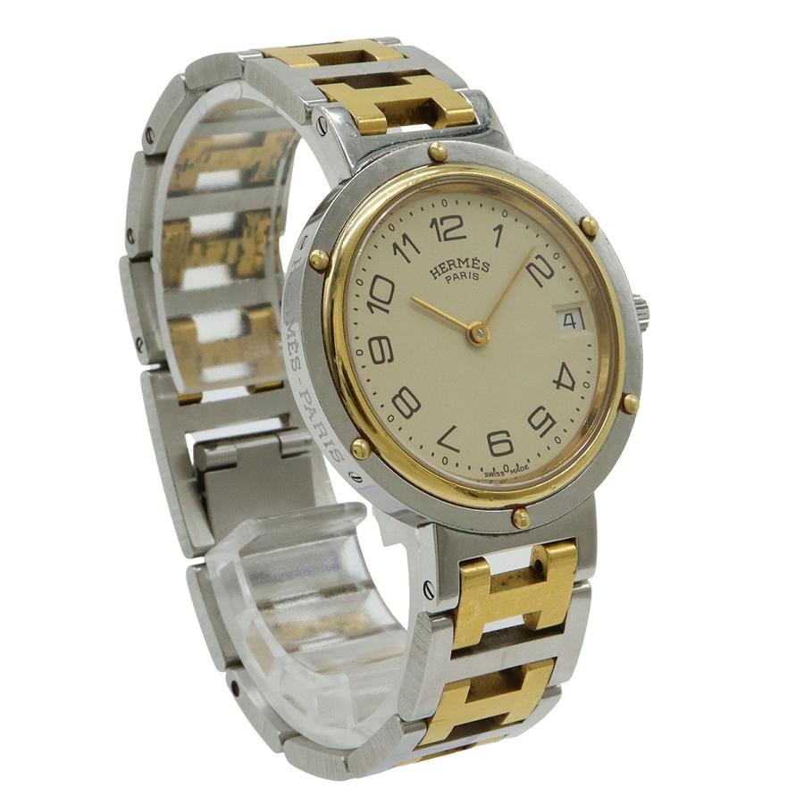HERMES エルメス クリッパー アイボリー文字盤 SS GP コンビ メンズ QZ クォーツ 腕時計 | HERMES | 02