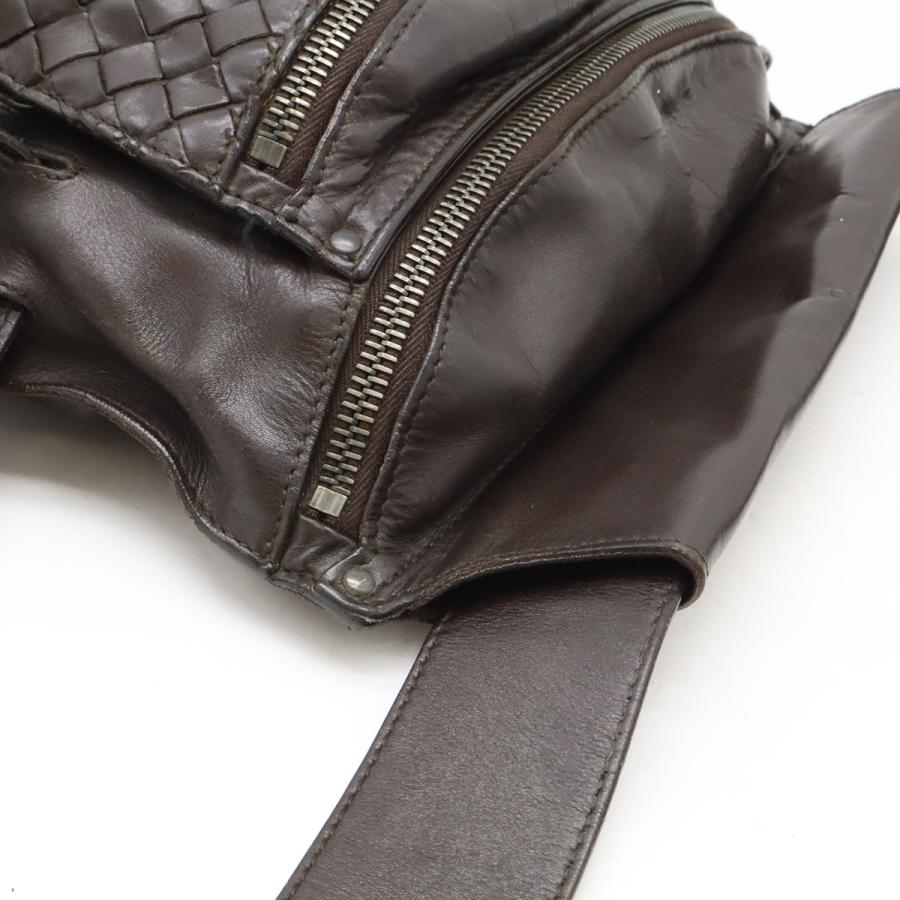 BOTTEGA VENETA ボッテガ ヴェネタ ボッテガベネタ イントレチャート ウエストバッグ ボディバッグ レザー ダークブラウン 茶 121604 | BOTTEGA VENETA | 03