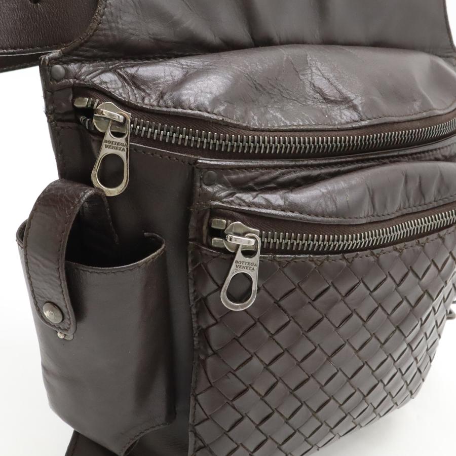 BOTTEGA VENETA ボッテガ ヴェネタ ボッテガベネタ イントレチャート ウエストバッグ ボディバッグ レザー ダークブラウン 茶 121604 | BOTTEGA VENETA | 05
