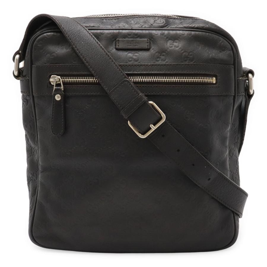 GUCCI グッチ グッチシマ ショルダーバッグ 斜め掛け レザー ブラック 黒 ゴールド金具 201448 | GUCCI