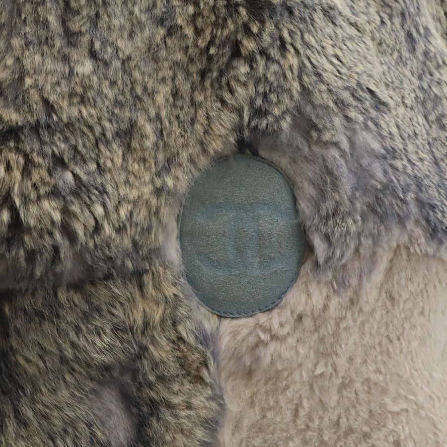 CHANEL シャネル ラパン ラビットファー ココマーク トートバッグ ファートート スエード グレー ベージュ ポーチ付き | CHANEL | 06