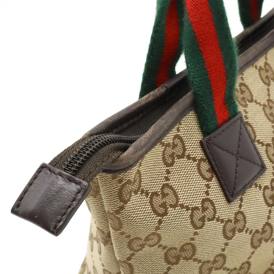 GUCCI GGキャンバスシェリーラインミニトートバッグベージュ