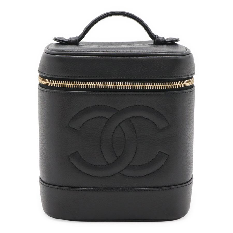CHANEL シャネル ココマーク バニティバッグ ハンドバッグ 化粧ポーチ コスメポーチ キャビアスキン レザー ブラック 黒 ゴールド金具 A01998 CHANEL シャネル ココマーク バニティバッグ ハンドバッグ 化粧ポーチ