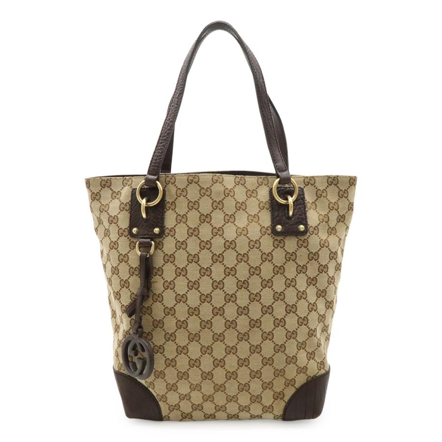 GUCCI グッチ GGキャンバス トートバッグ ショルダーバッグ レザー カーキベージュ ダークブラウン 茶 247237 GUCCI（グッチ） GGキャンバス トートバッグ ショルダーバッグ レザー