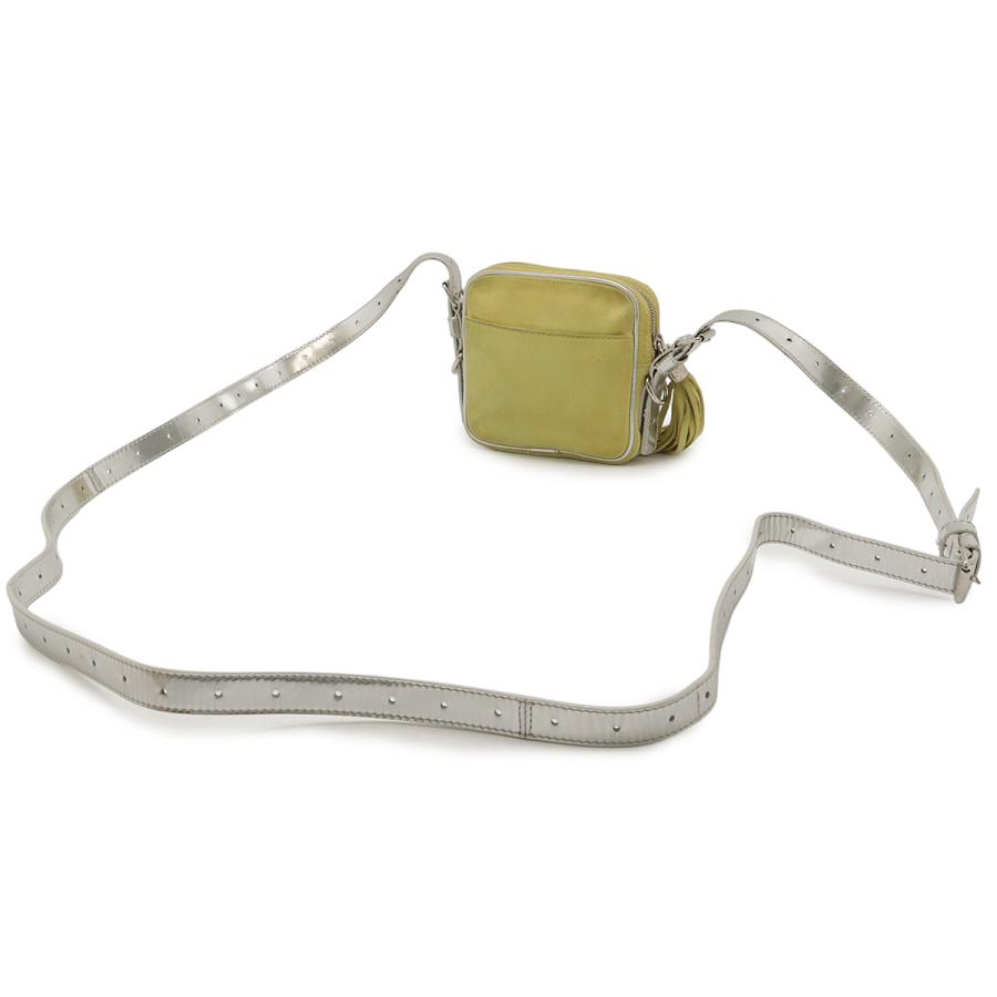 LOEWE ロエベ アナグラム ポシェット ショルダーバッグ 斜め掛け フリンジ タッセル スエード レザー イエロー メタリックシルバー | LOEWE | 01