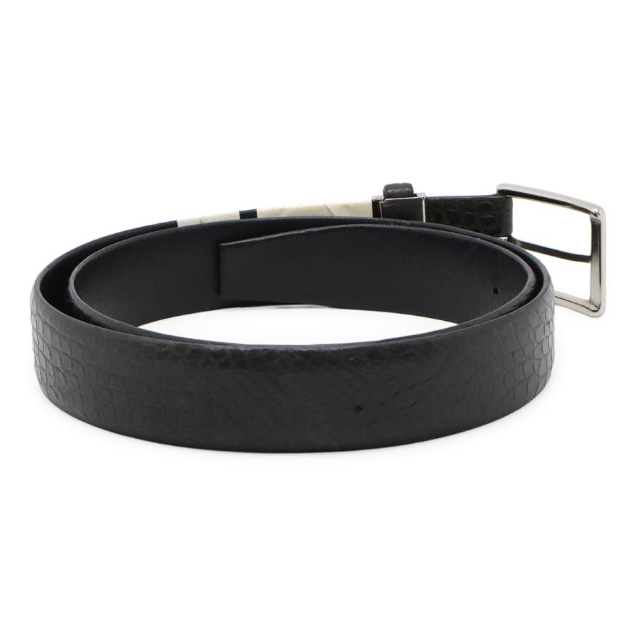 CROCODILE クロコダイル ワニ革 ベルト ブラック 黒 シルバー金具 実寸約106cm メンズ 紳士用 |  | 01