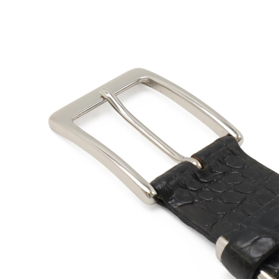 CROCODILE クロコダイル ワニ革 ベルト ブラック 黒 シルバー金具 実寸約106cm メンズ 紳士用 |  | 02