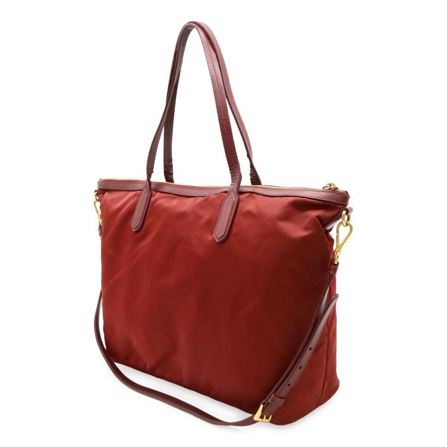 PRADA プラダ トートバッグ 2WAY ショルダーバッグ セミショルダー 肩掛け ナイロン レザー ワインレッド ゴールド金具 | PRADA | 01