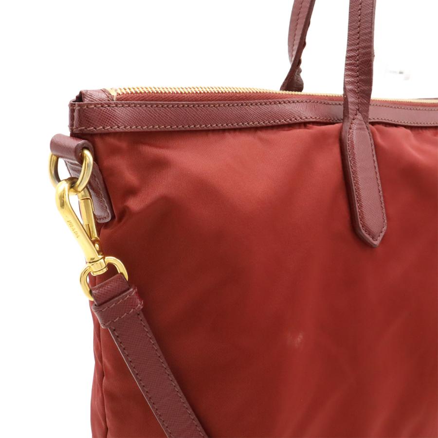 PRADA プラダ トートバッグ 2WAY ショルダーバッグ セミショルダー 肩掛け ナイロン レザー ワインレッド ゴールド金具 | PRADA | 07