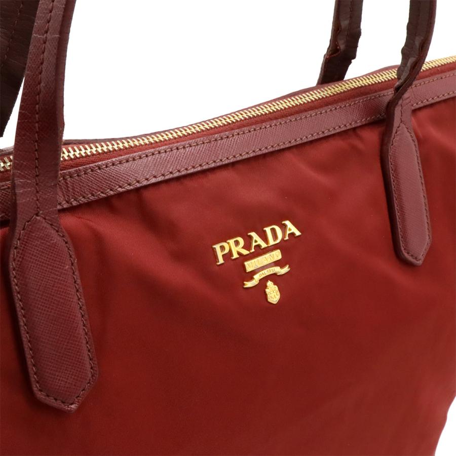 PRADA プラダ トートバッグ 2WAY ショルダーバッグ セミショルダー 肩掛け ナイロン レザー ワインレッド ゴールド金具 | PRADA | 08