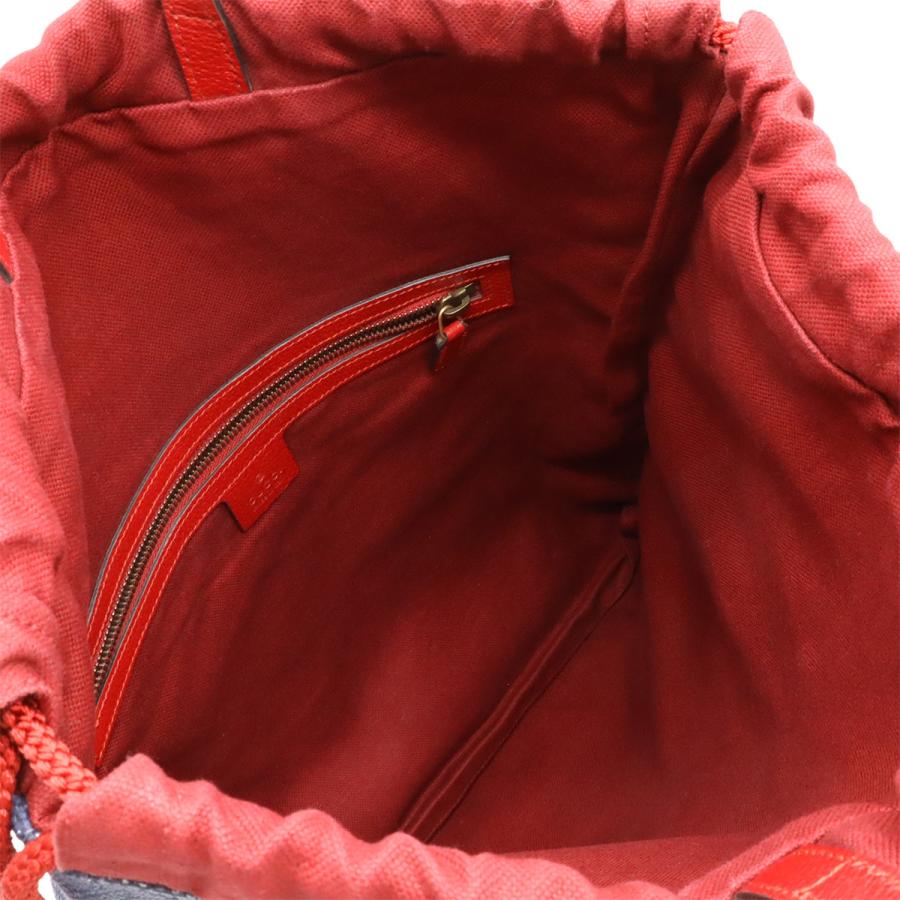 GUCCI グッチ グッチプリント トリコロール ドローストリング バックパック リュックサック 巾着 キャンバス レザー レッド 赤 ブルー 青 | GUCCI | 04