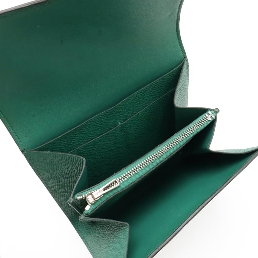 HERMES エルメス コンスタンス コンパクト 2つ折財布 二つ折り財布 ヴォーエプソン レザー ヴェールヴェルティゴ 緑 グリーン シルバー金具 D刻印 | HERMES | 04